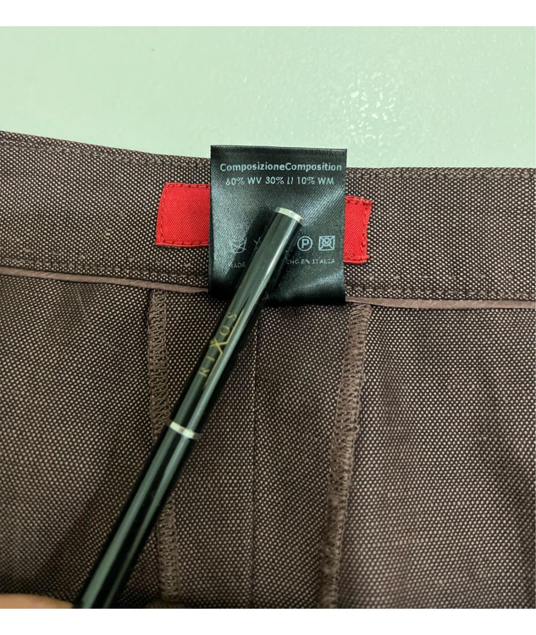 BRIONI Коричневые шерстяные прямые брюки, фото 5