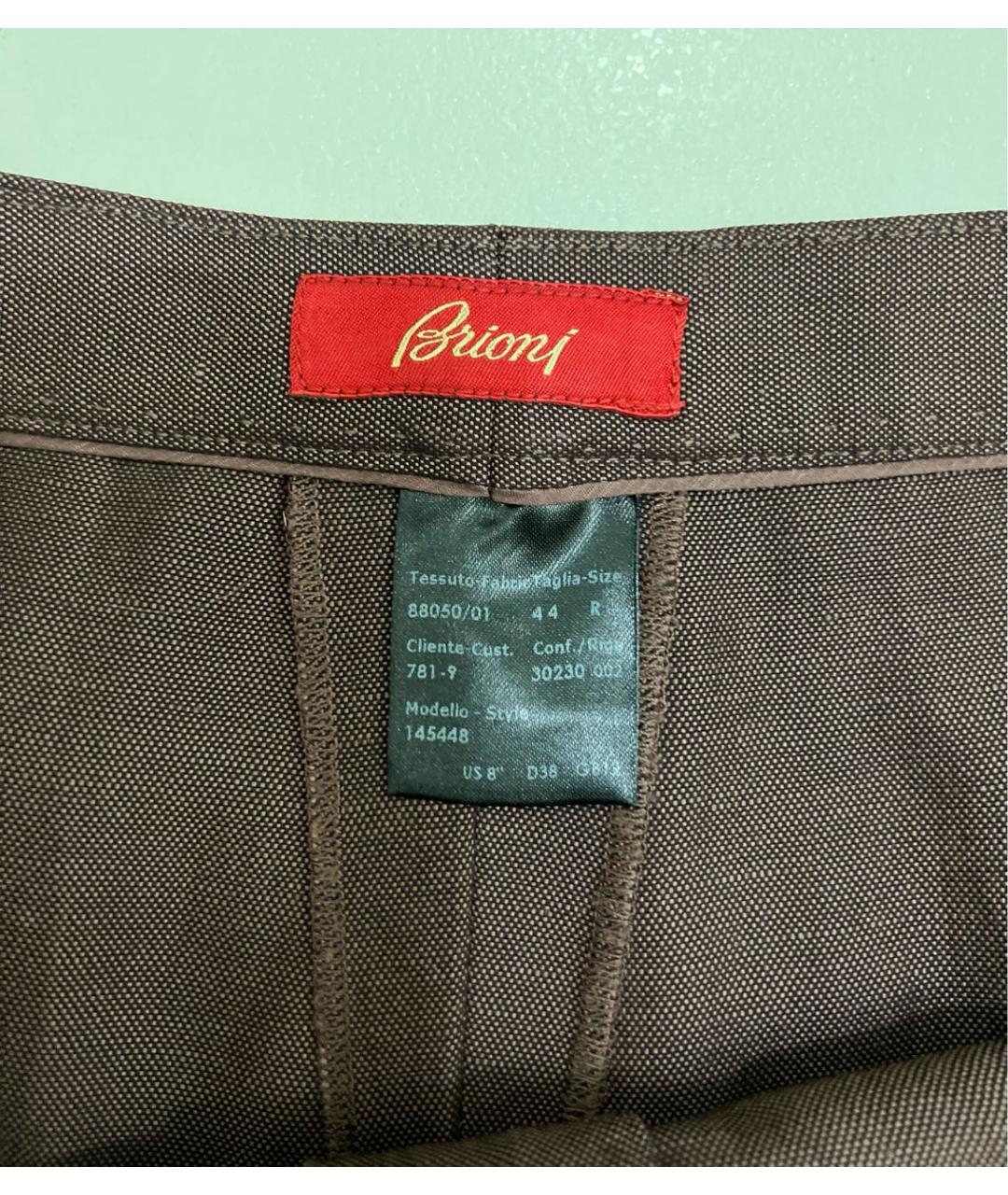 BRIONI Коричневые шерстяные прямые брюки, фото 4