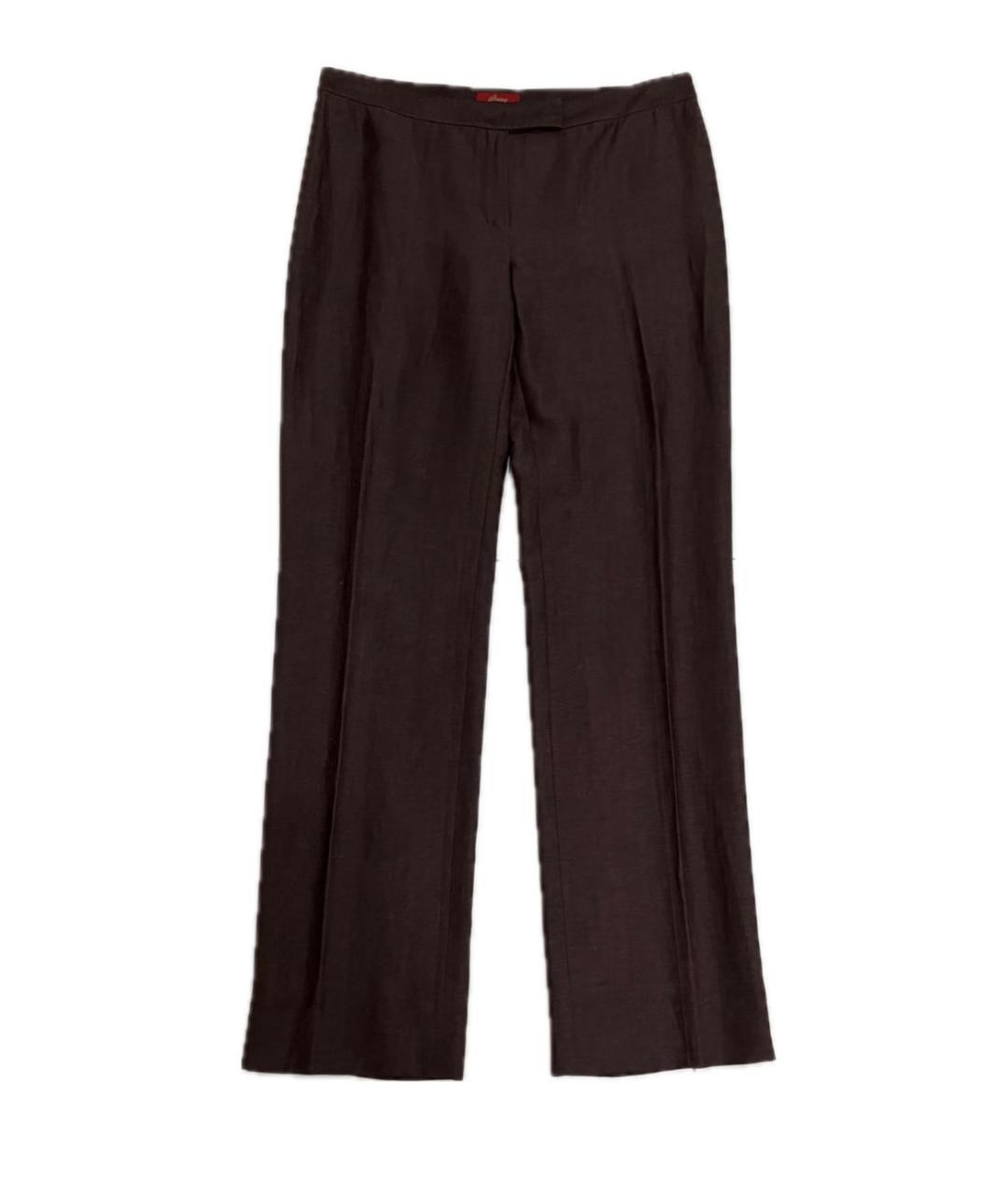 BRIONI Коричневые шерстяные прямые брюки, фото 1