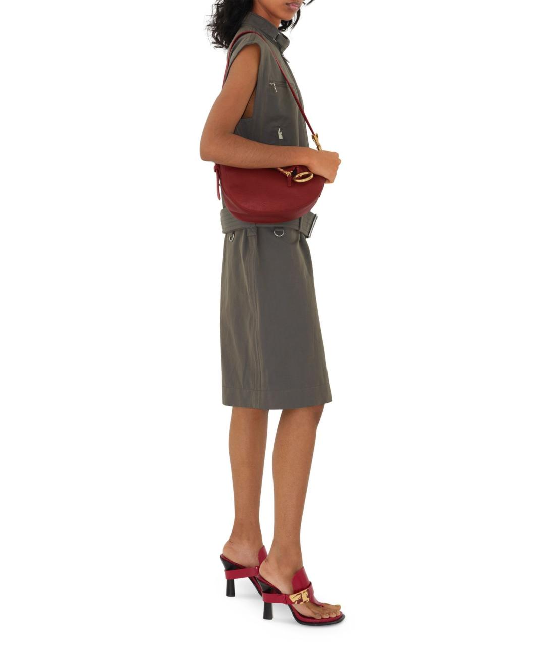 BURBERRY Красная кожаная сумка через плечо, фото 2