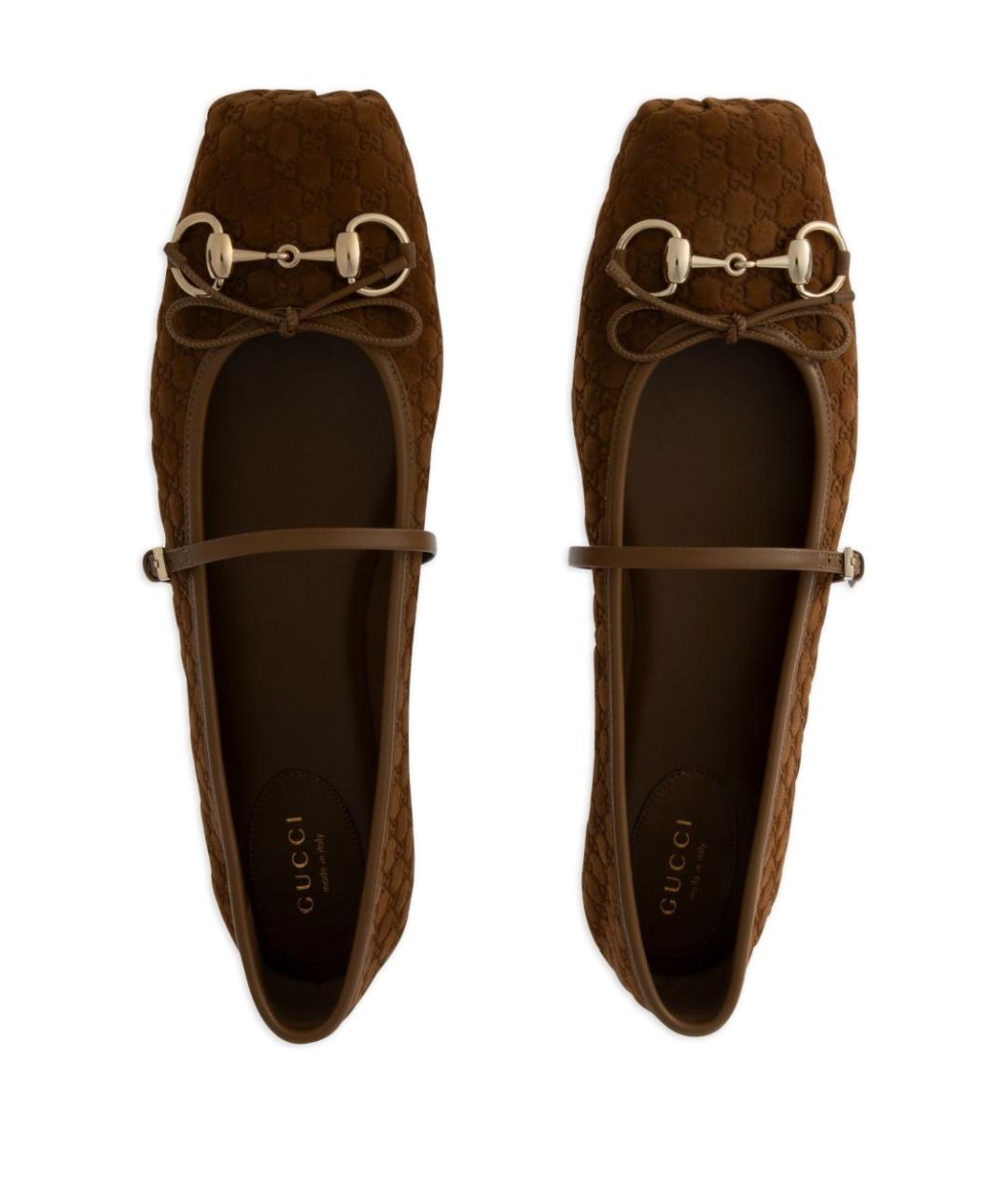 GUCCI Коричневые замшевые балетки, фото 4