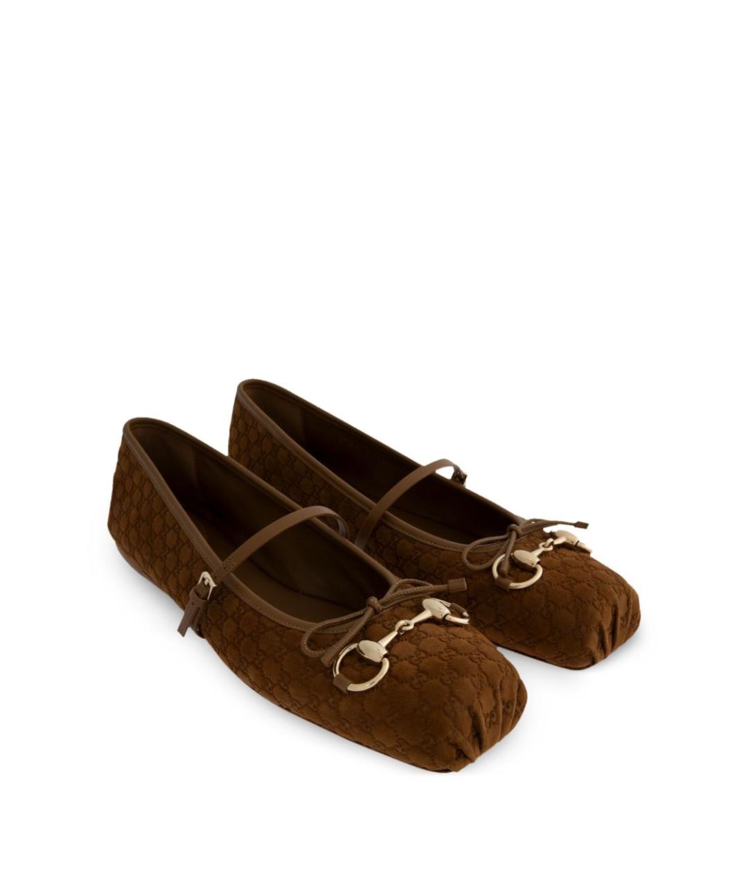 GUCCI Коричневые замшевые балетки, фото 2