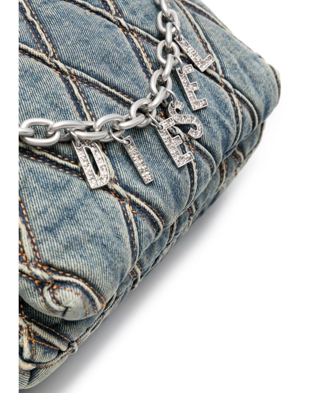 DIESEL Голубая тканевая сумка с короткими ручками, фото 2