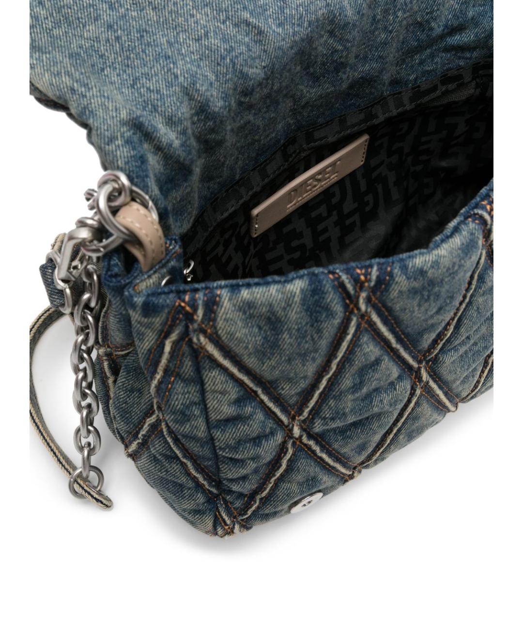 DIESEL Голубая тканевая сумка с короткими ручками, фото 3