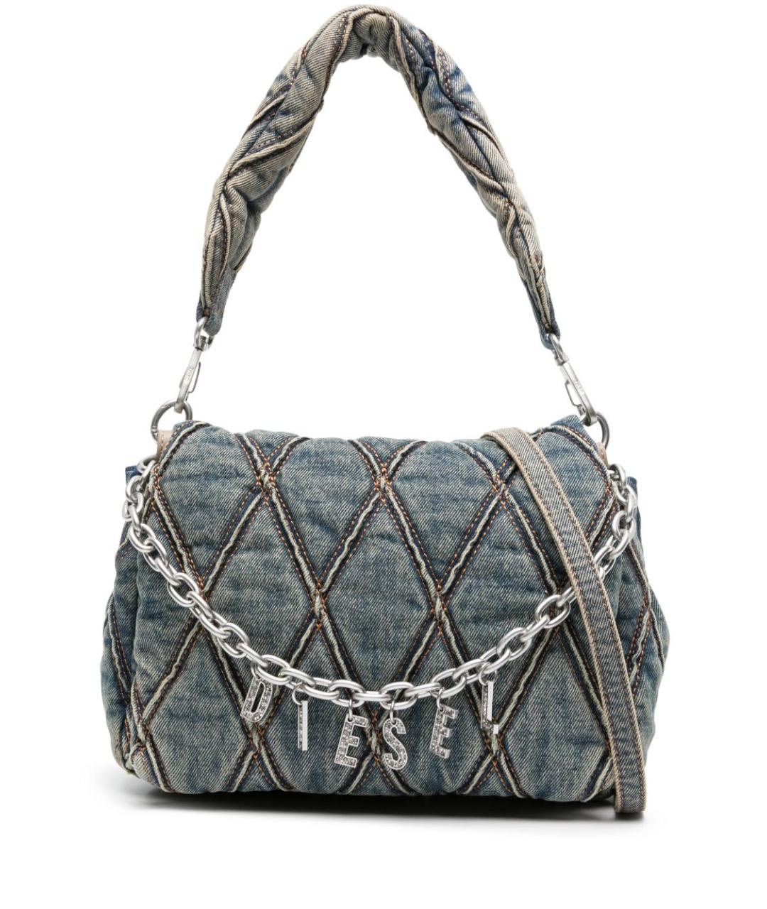 DIESEL Голубая тканевая сумка с короткими ручками, фото 1