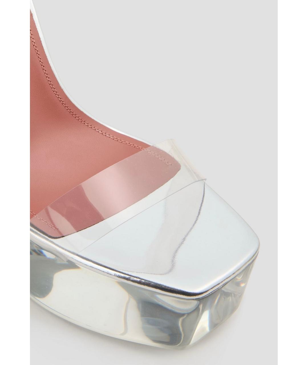 Amina Muaddi Серебряные босоножки, фото 3