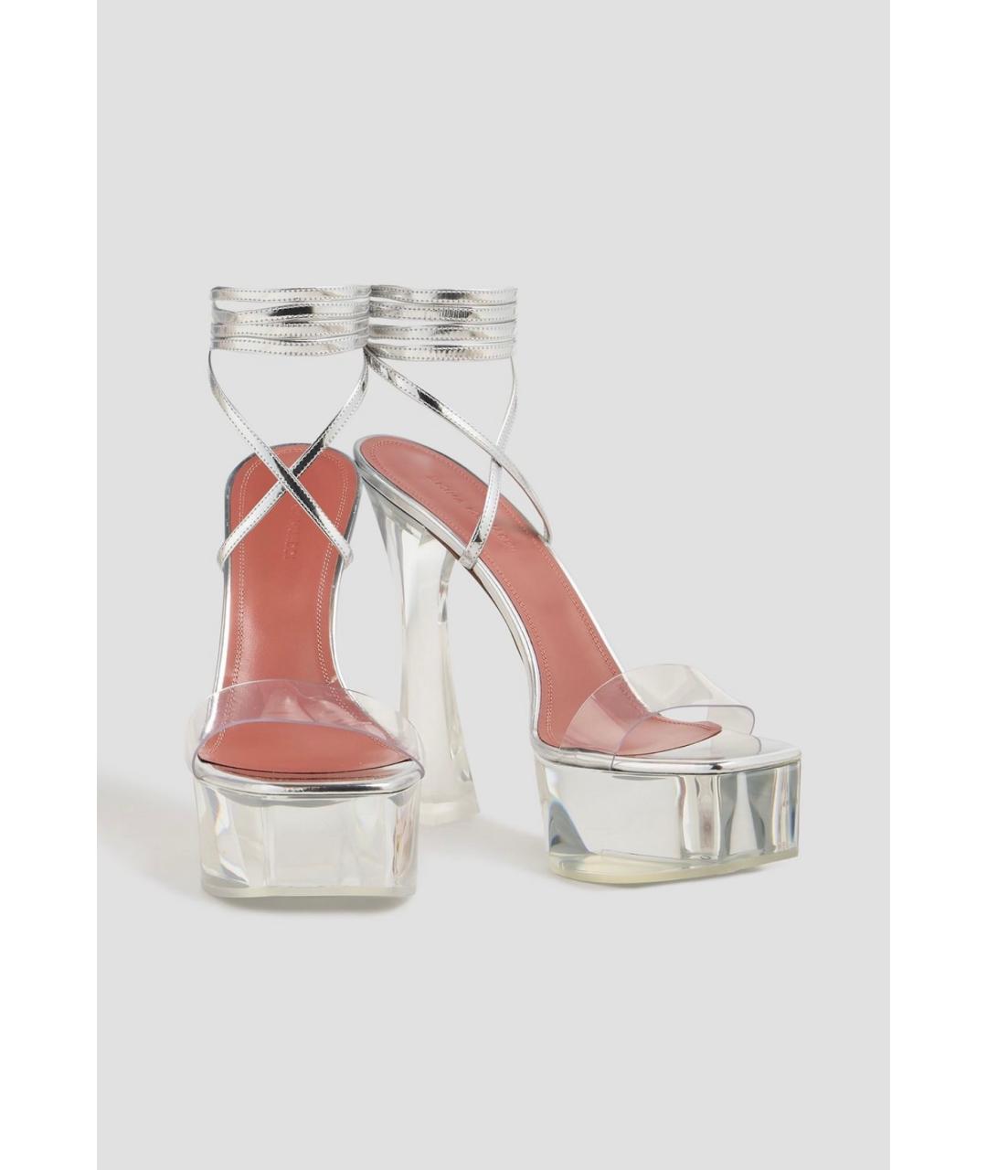 Amina Muaddi Серебряные босоножки, фото 2