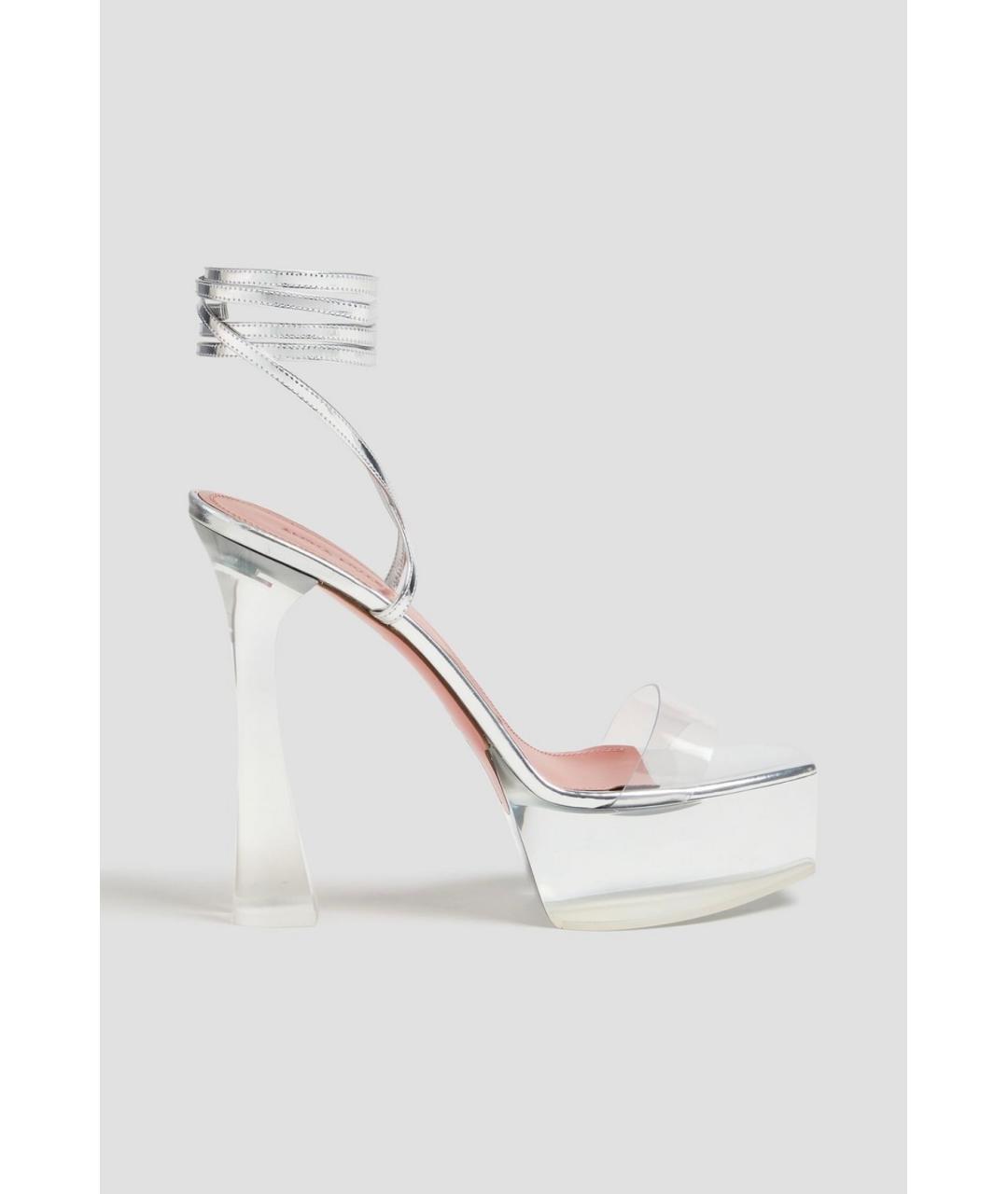 Amina Muaddi Серебряные босоножки, фото 5