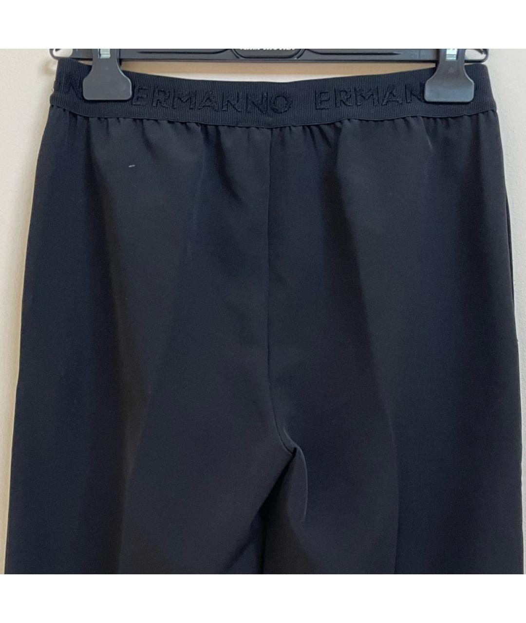 ERMANNO FIRENZE Черные полиэстеровые прямые брюки, фото 6