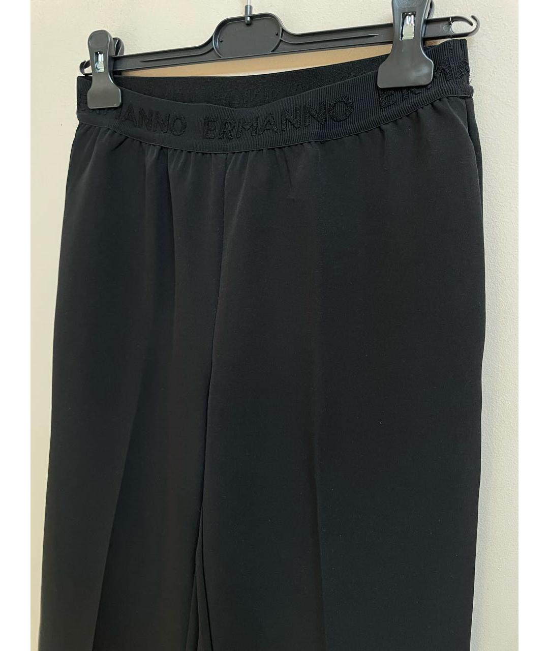 ERMANNO FIRENZE Черные полиэстеровые прямые брюки, фото 5