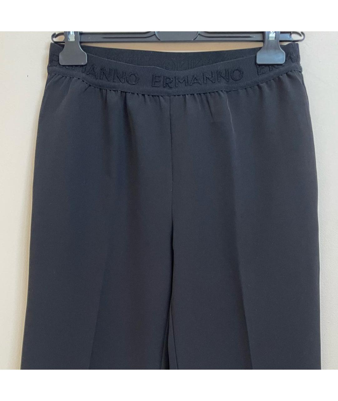 ERMANNO FIRENZE Черные полиэстеровые прямые брюки, фото 3