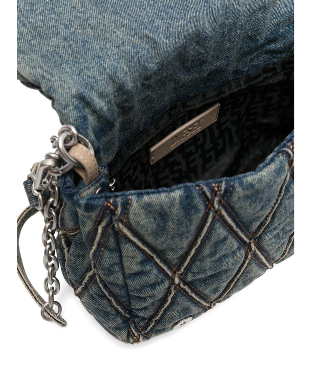 DIESEL Голубая тканевая сумка с короткими ручками, фото 2