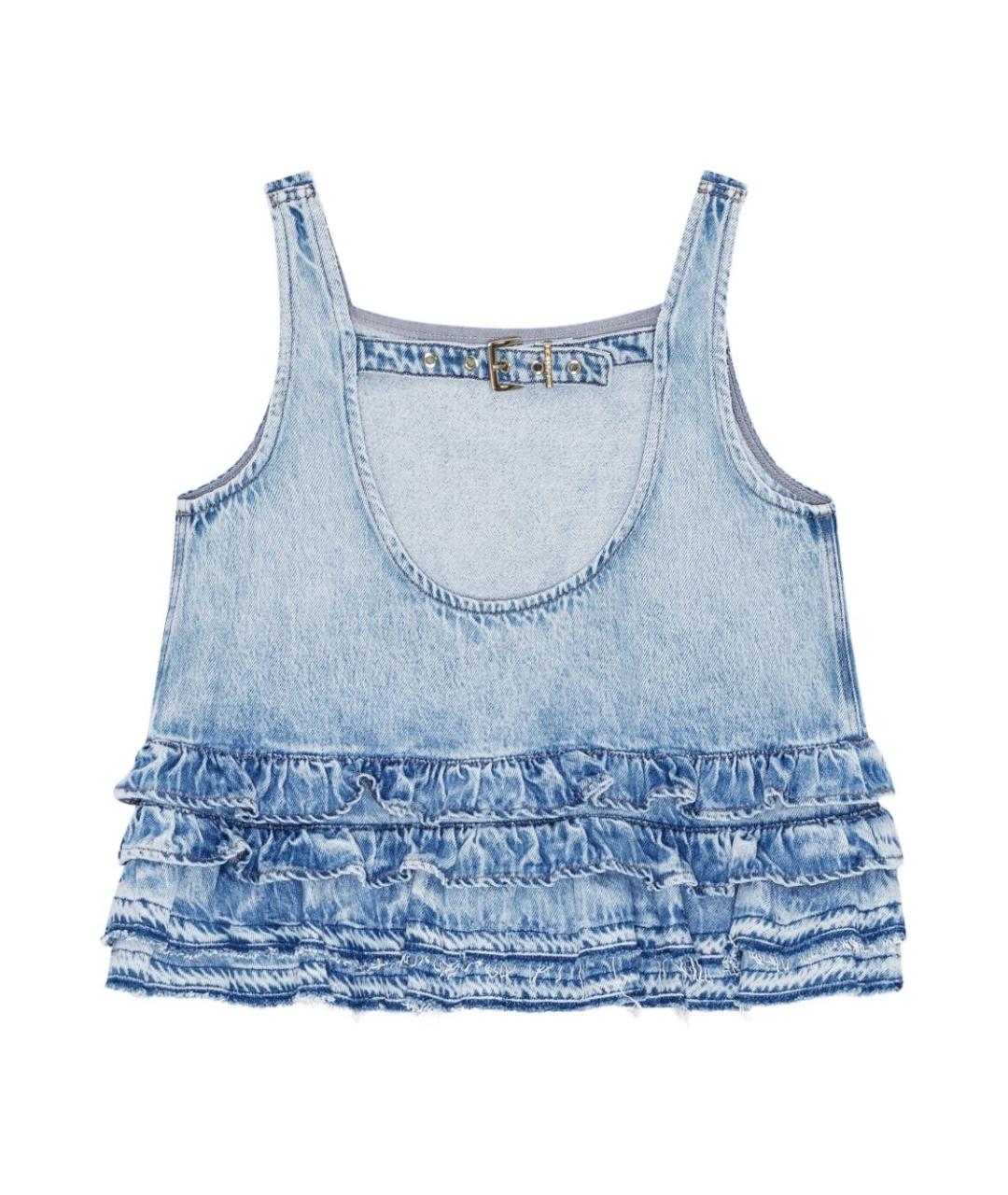 GANNI Голубая хлопковая майка, фото 6