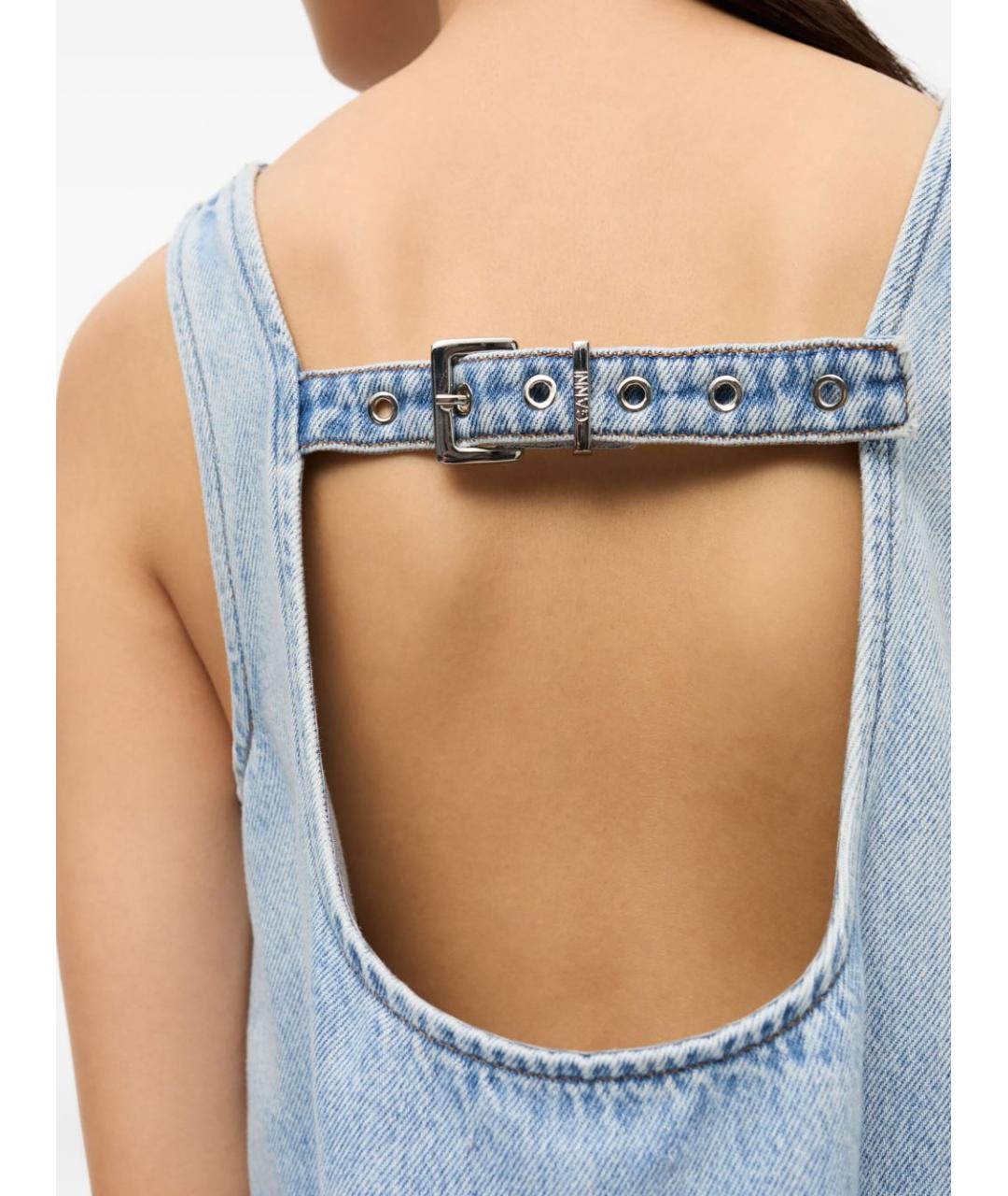 GANNI Голубая хлопковая майка, фото 5