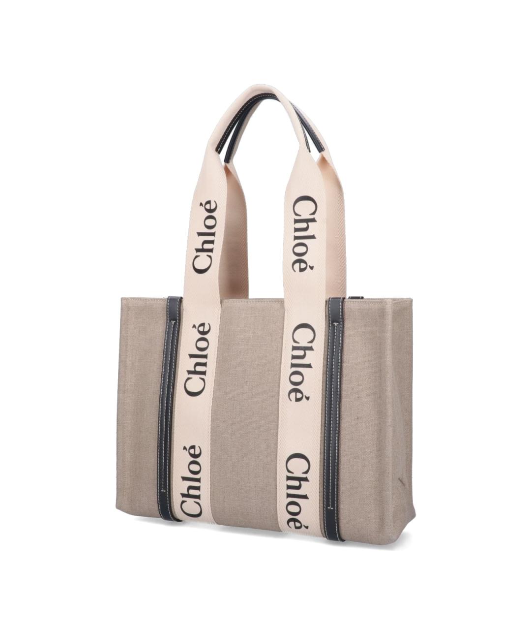 CHLOE Бежевая льняная сумка тоут, фото 2