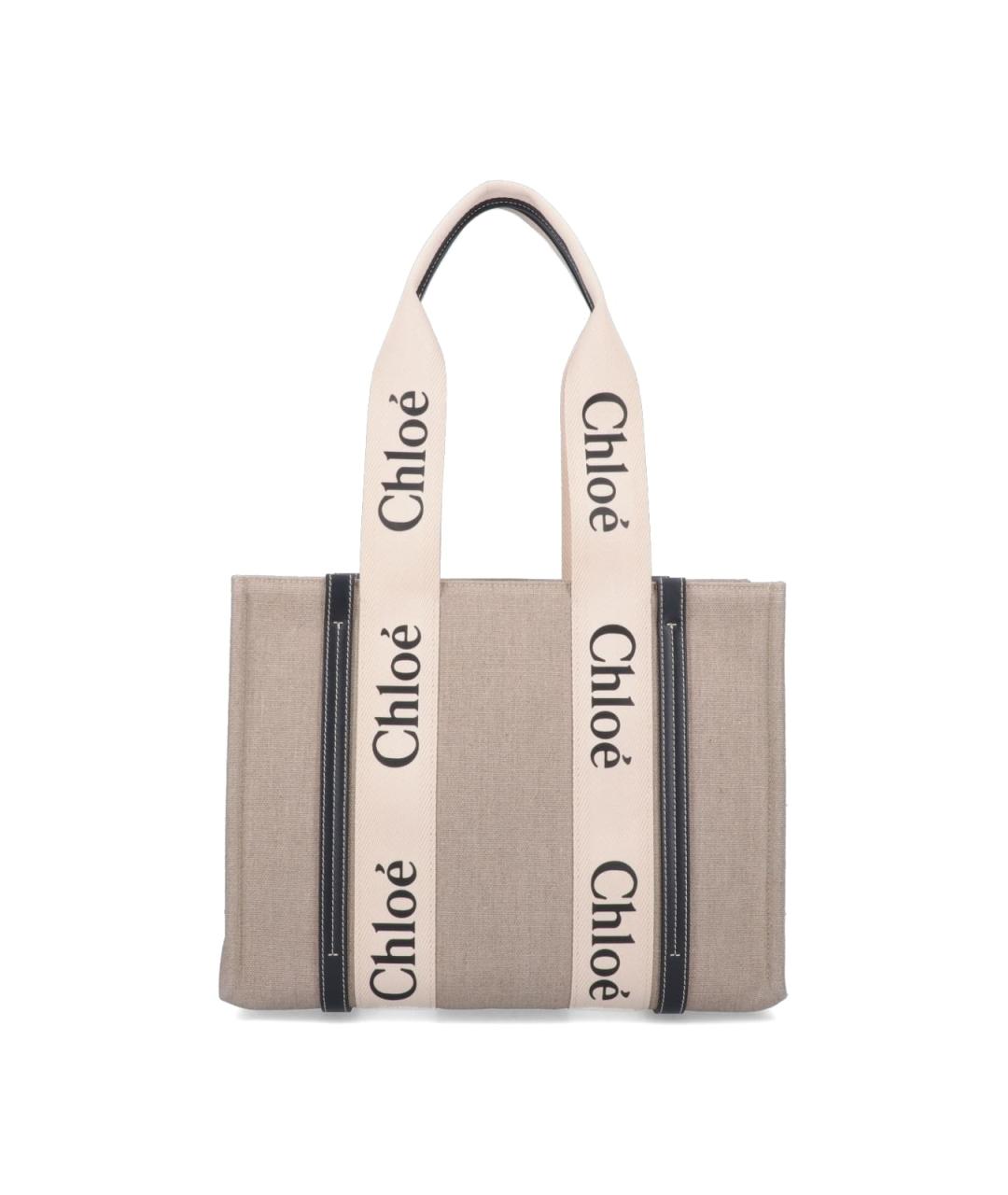 CHLOE Бежевая льняная сумка тоут, фото 1