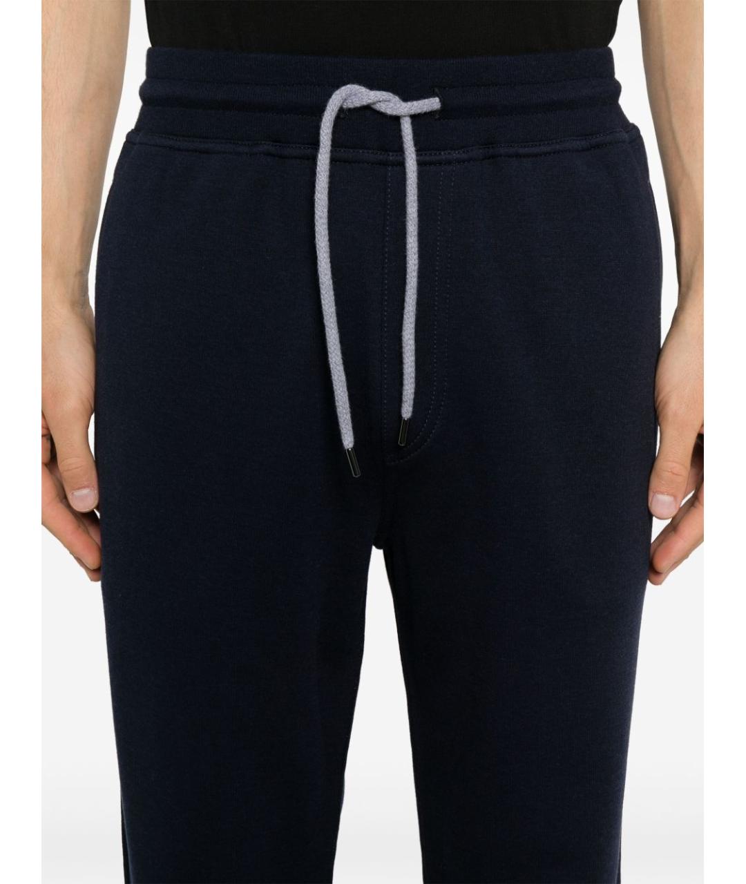 BRUNELLO CUCINELLI Синие хлопковые повседневные брюки, фото 4