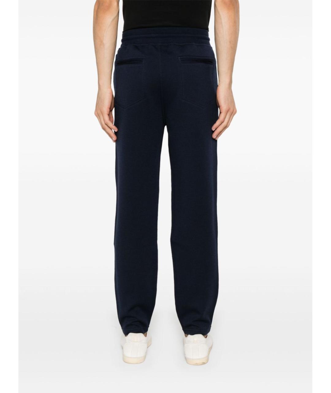 BRUNELLO CUCINELLI Синие хлопковые повседневные брюки, фото 3