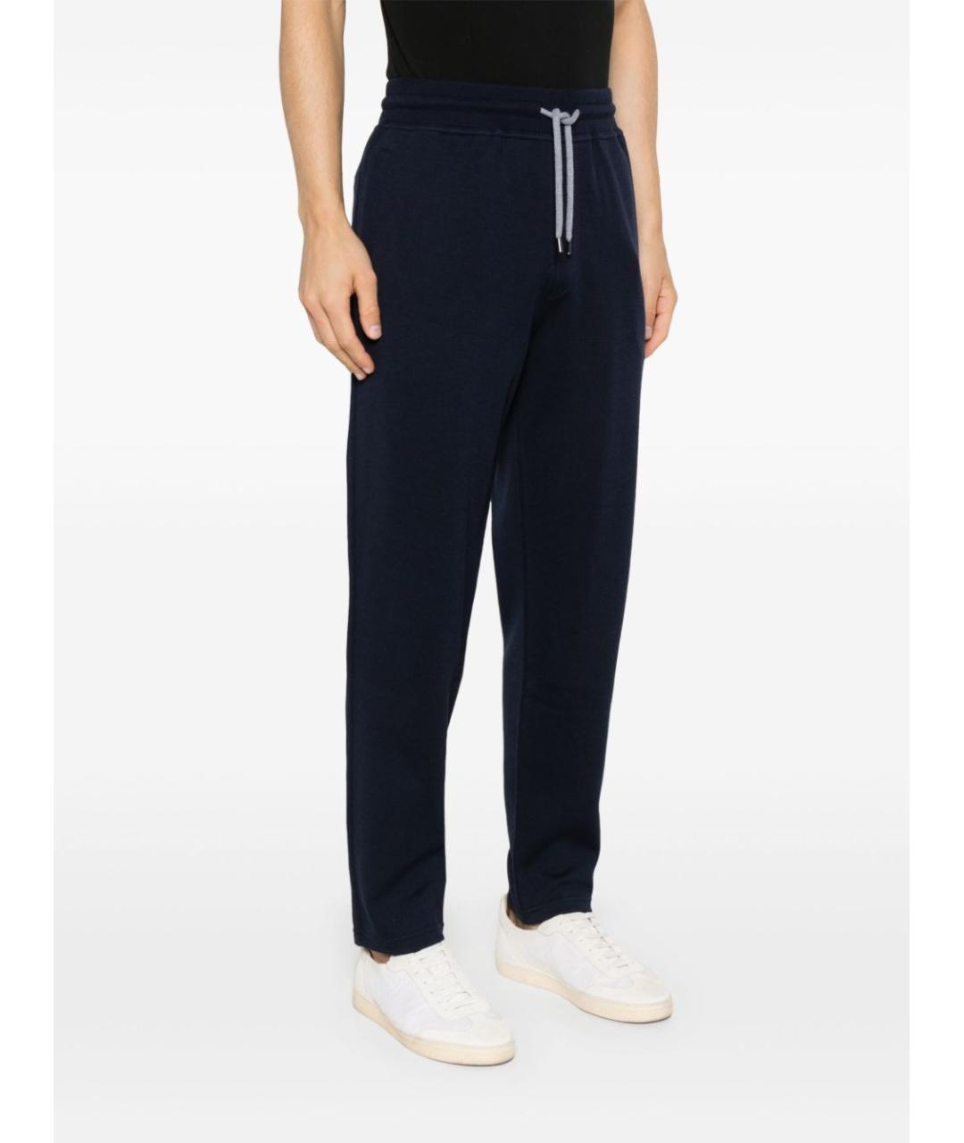 BRUNELLO CUCINELLI Синие хлопковые повседневные брюки, фото 2