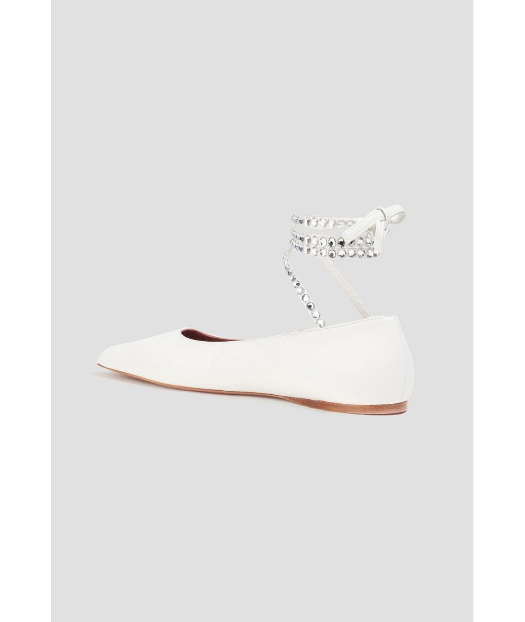 Amina Muaddi Белые кожаные балетки, фото 3
