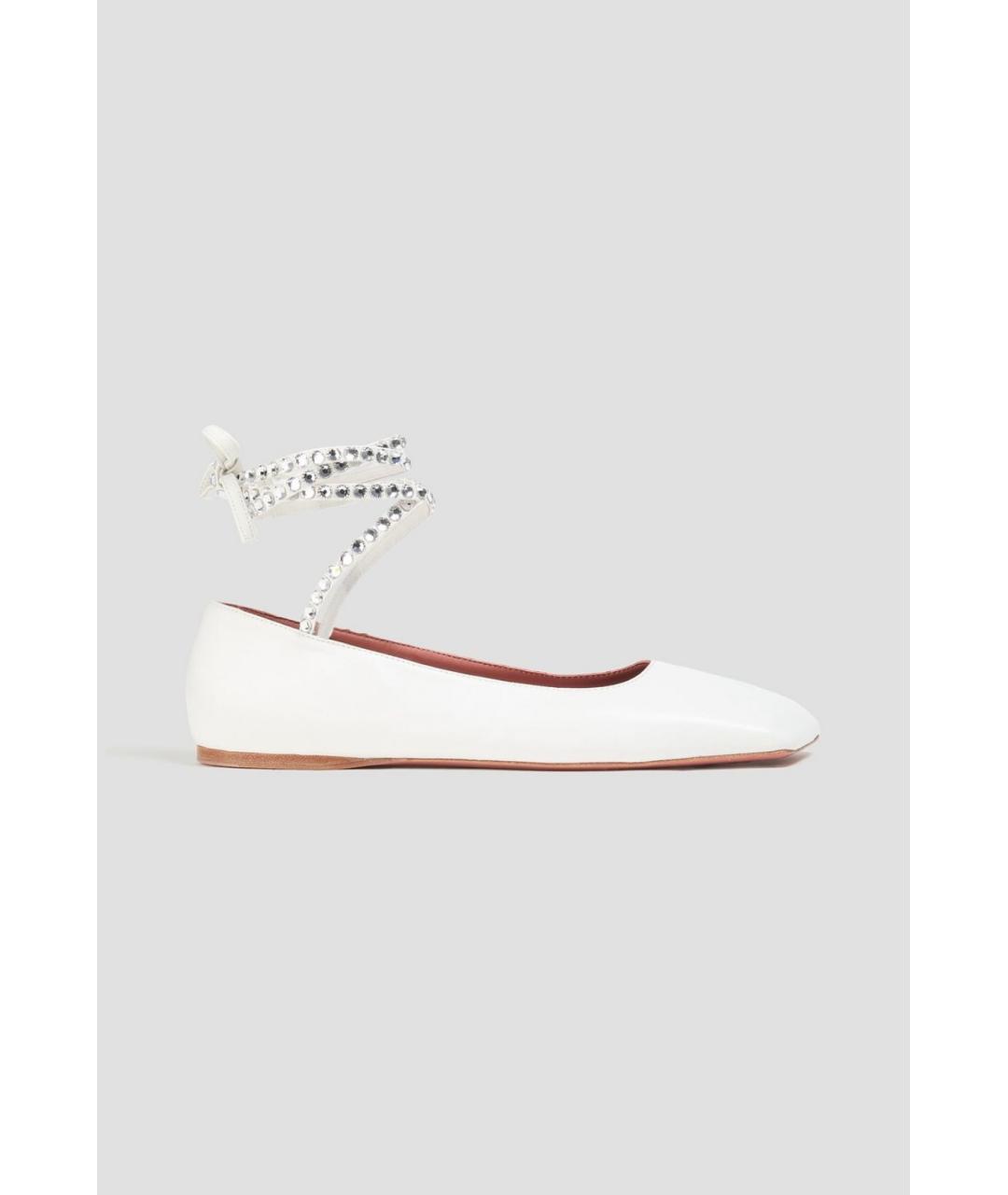Amina Muaddi Белые кожаные балетки, фото 5