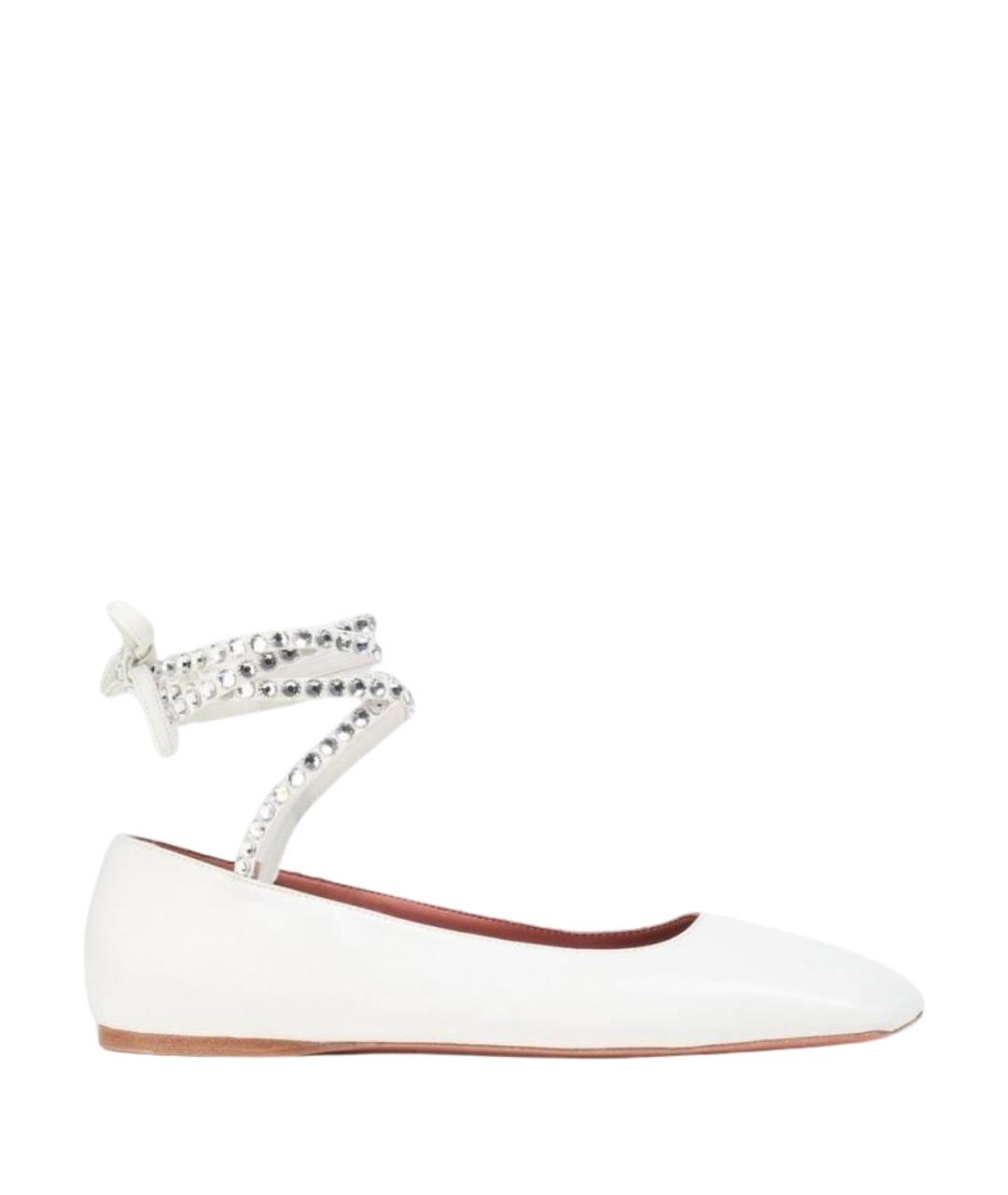Amina Muaddi Белые кожаные балетки, фото 1
