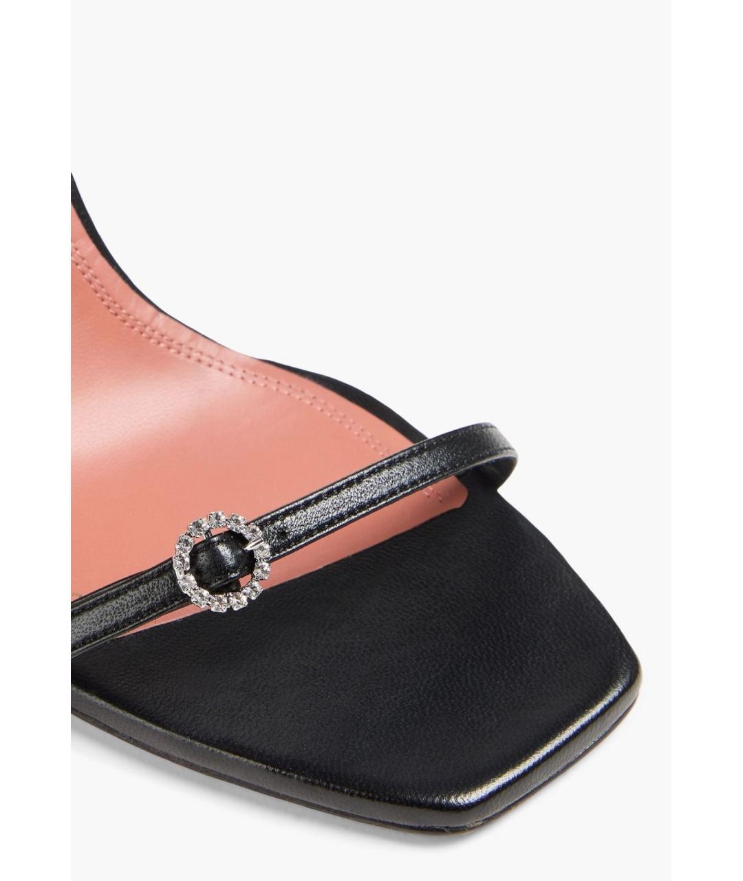 Amina Muaddi Черные кожаные босоножки, фото 4