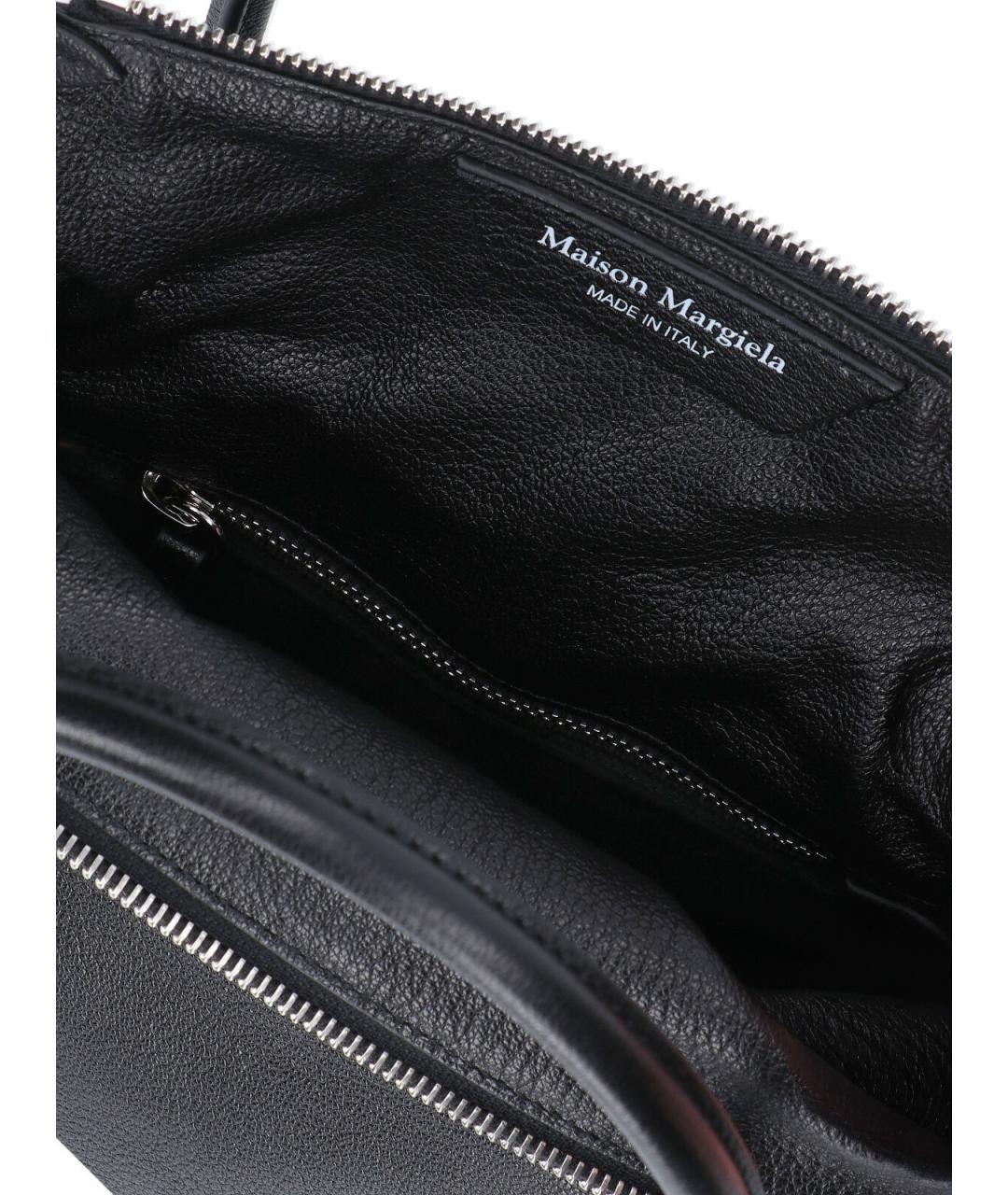 MAISON MARGIELA Черная кожаная сумка тоут, фото 4