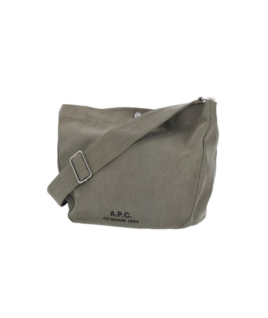 A.P.C. Зеленая хлопковая сумка через плечо, фото 2