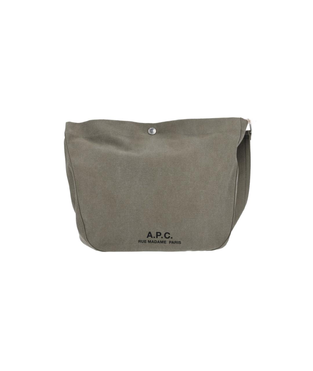 A.P.C. Зеленая хлопковая сумка через плечо, фото 1