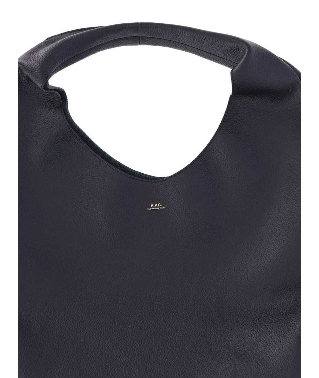 A.P.C. Черная кожаная сумка тоут, фото 4