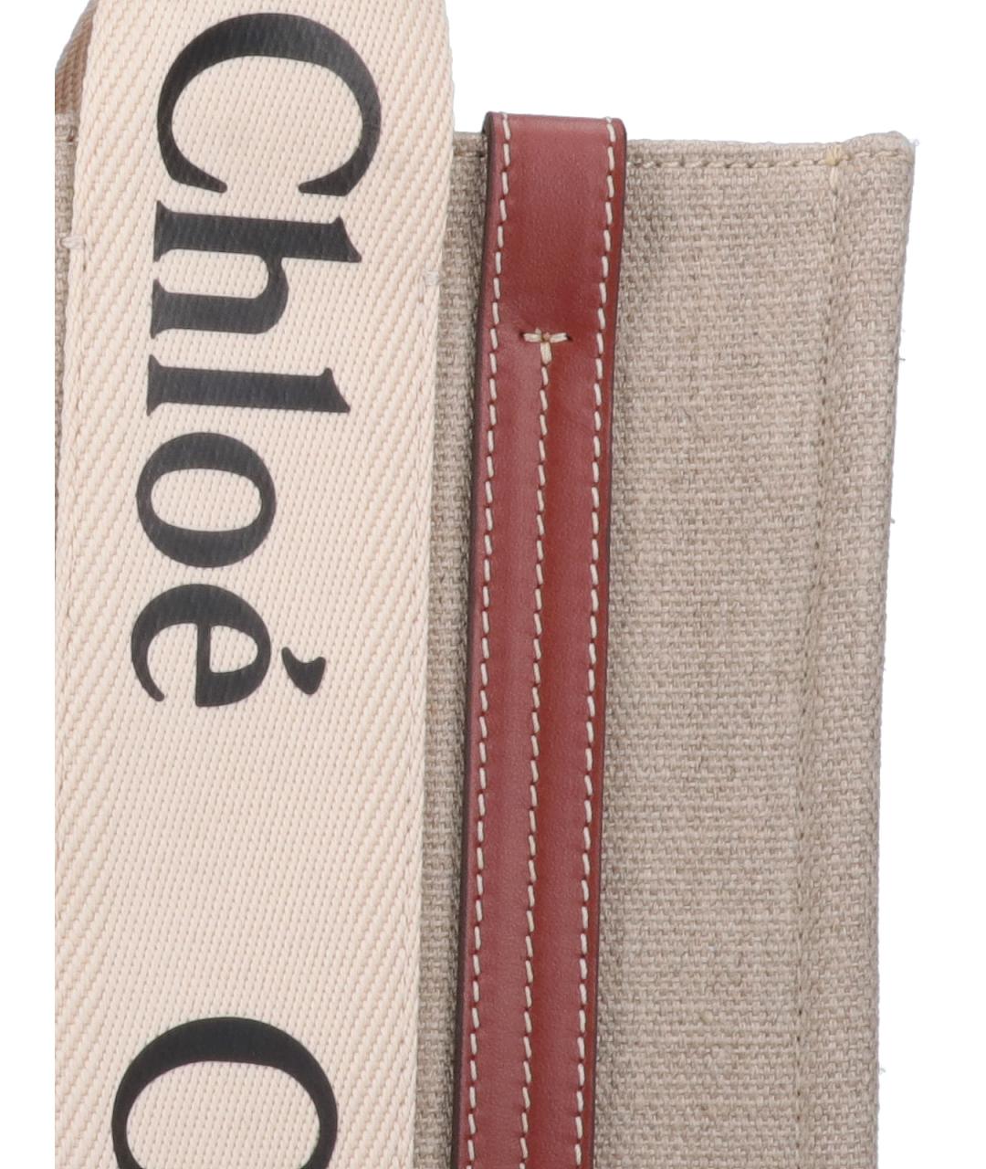 CHLOE Бежевая льняная сумка тоут, фото 4