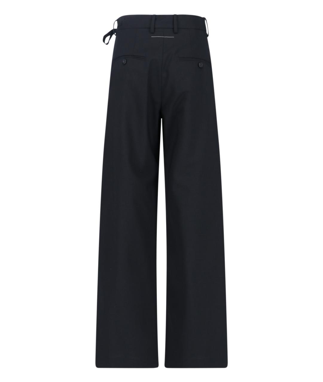 MM6 MAISON MARGIELA Черные полиэстеровые прямые брюки, фото 2