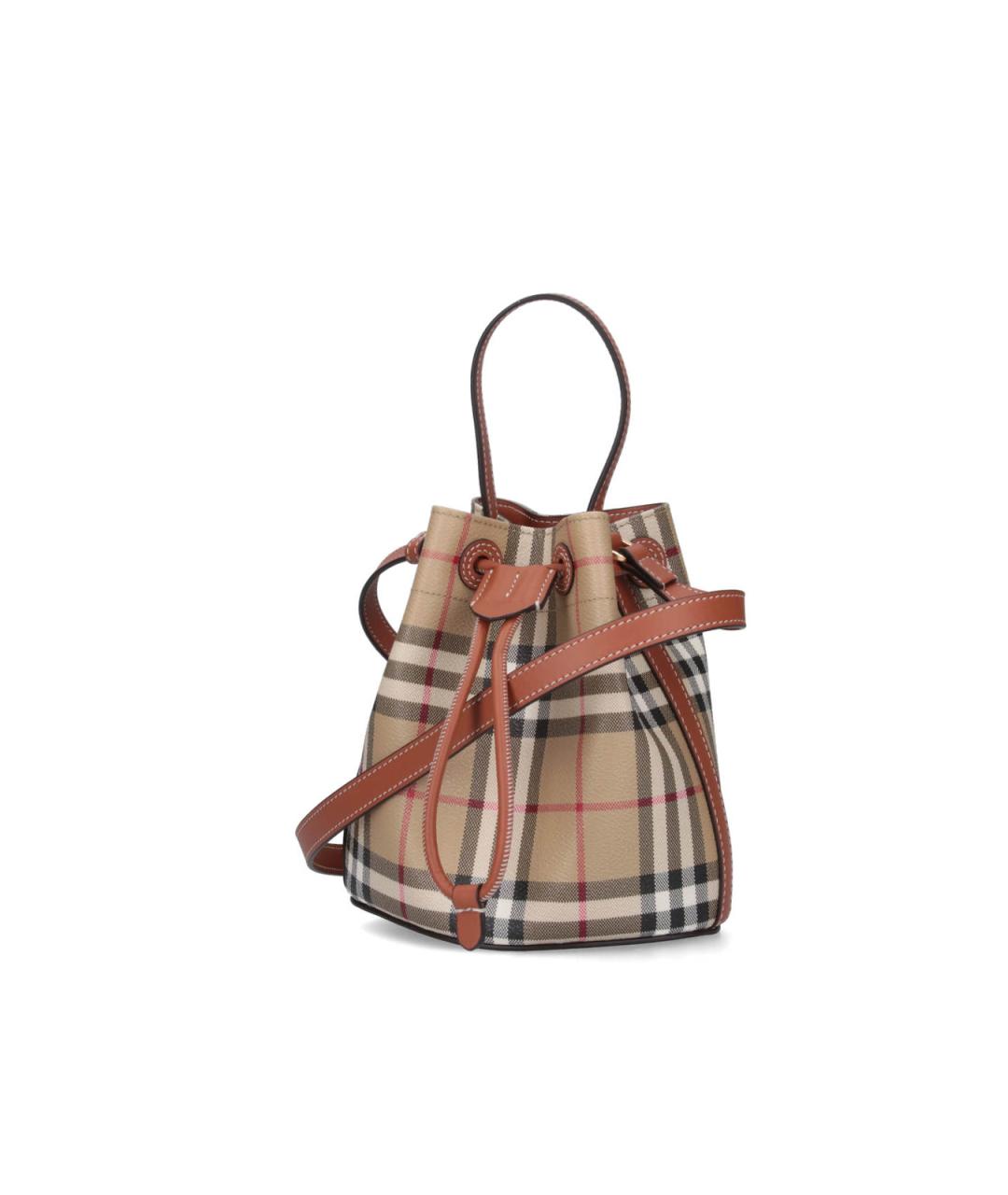 BURBERRY Бежевая сумка с короткими ручками из искусственной кожи, фото 2