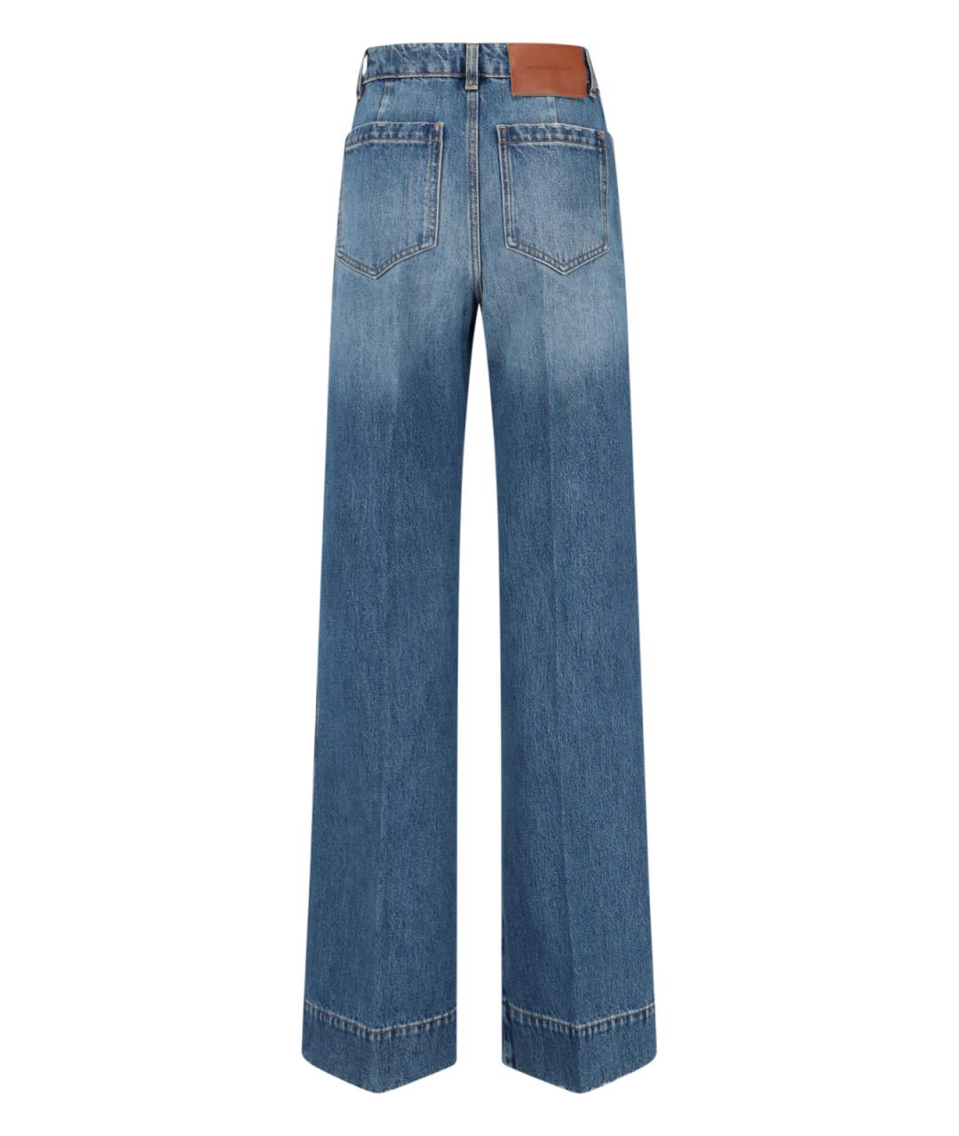 VICTORIA BECKHAM Синие хлопковые прямые джинсы, фото 2