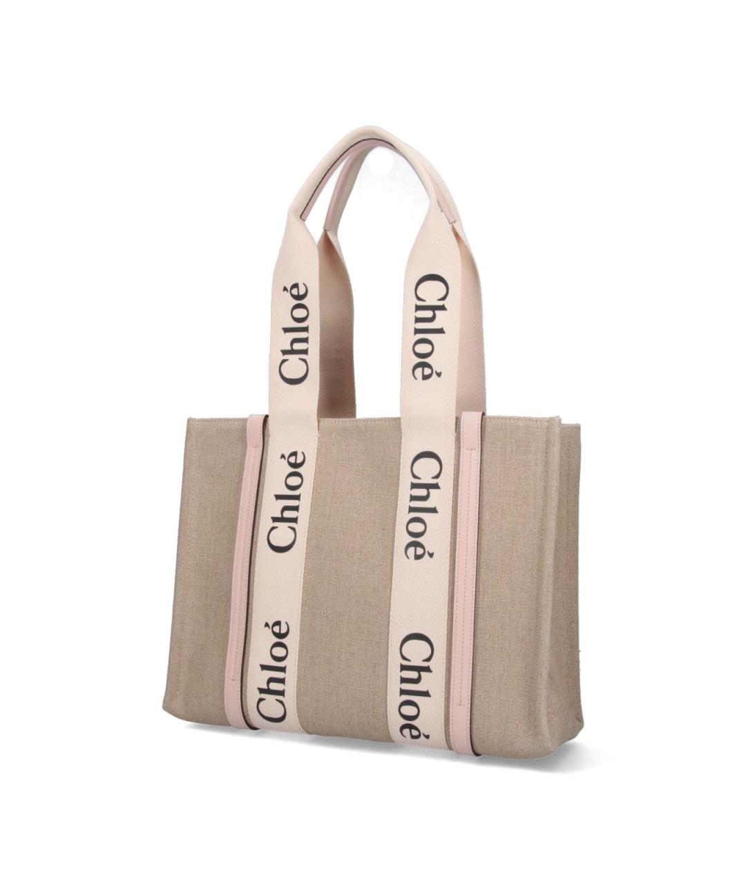 CHLOE Бежевая льняная сумка тоут, фото 2