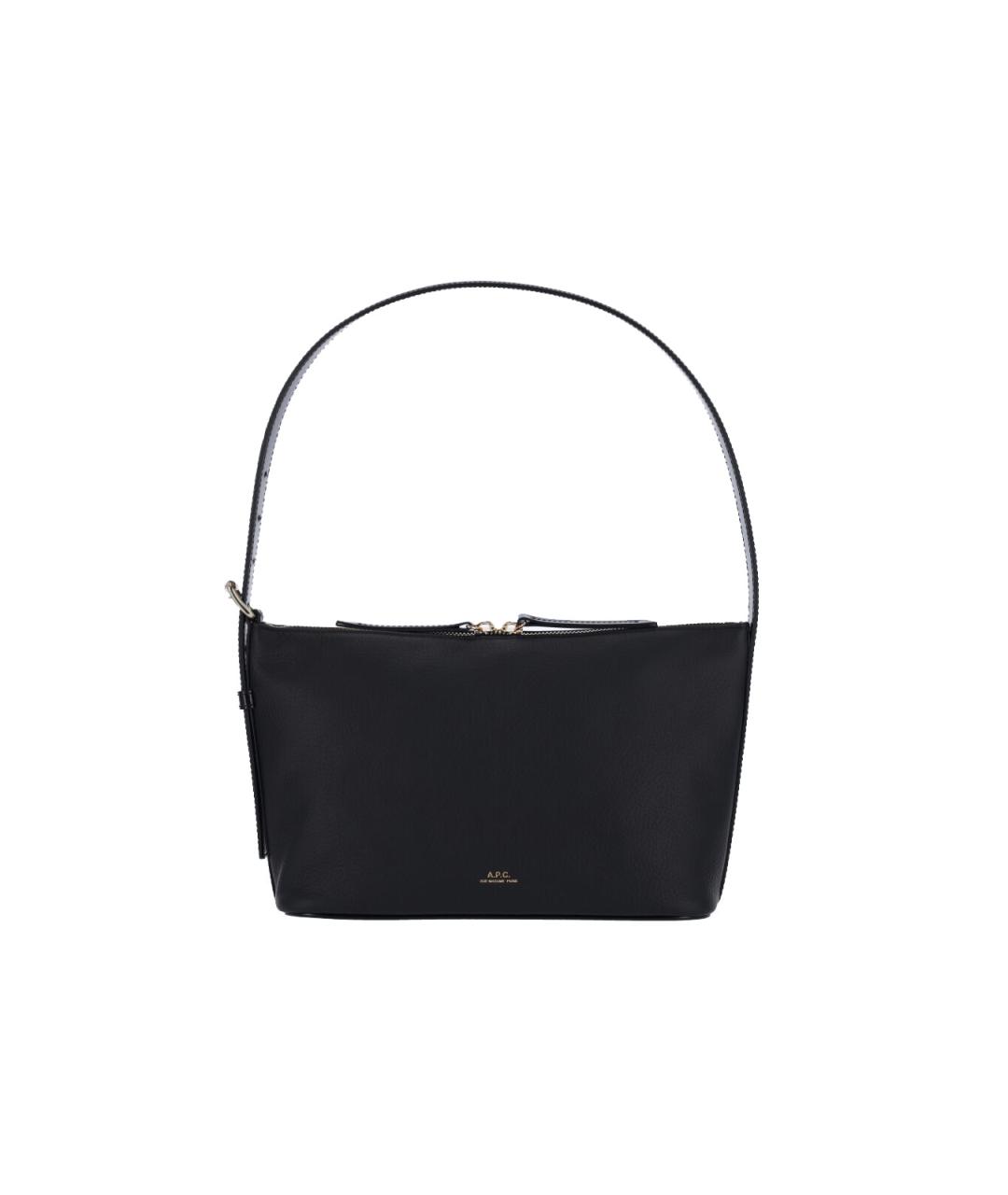 A.P.C. Черная кожаная сумка с короткими ручками, фото 1