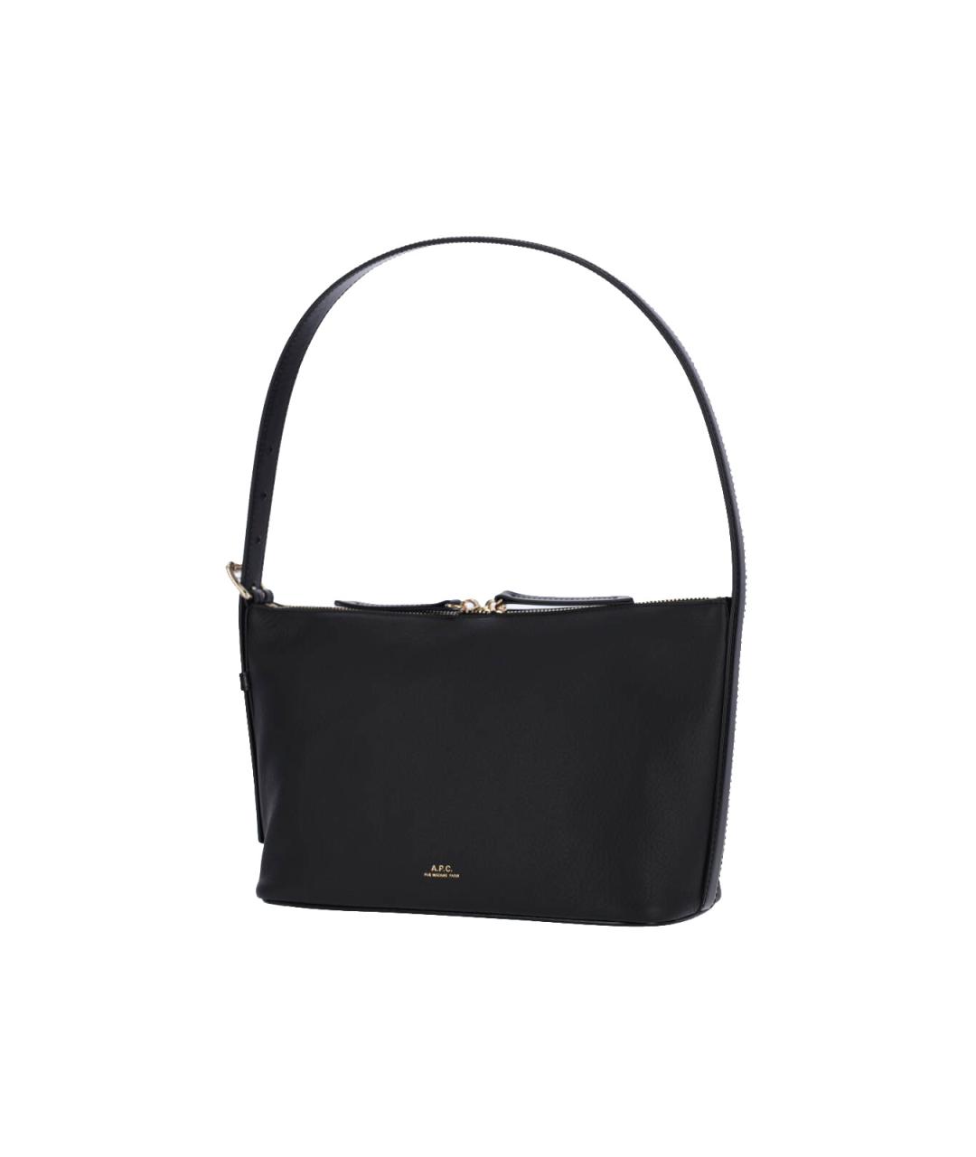 A.P.C. Черная кожаная сумка с короткими ручками, фото 2