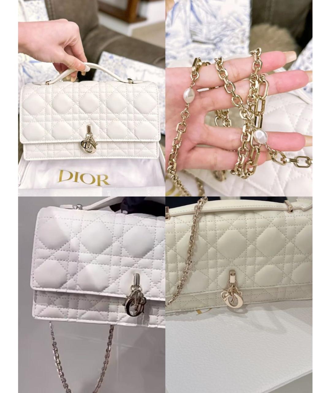 CHRISTIAN DIOR Белая кожаная сумка через плечо, фото 2