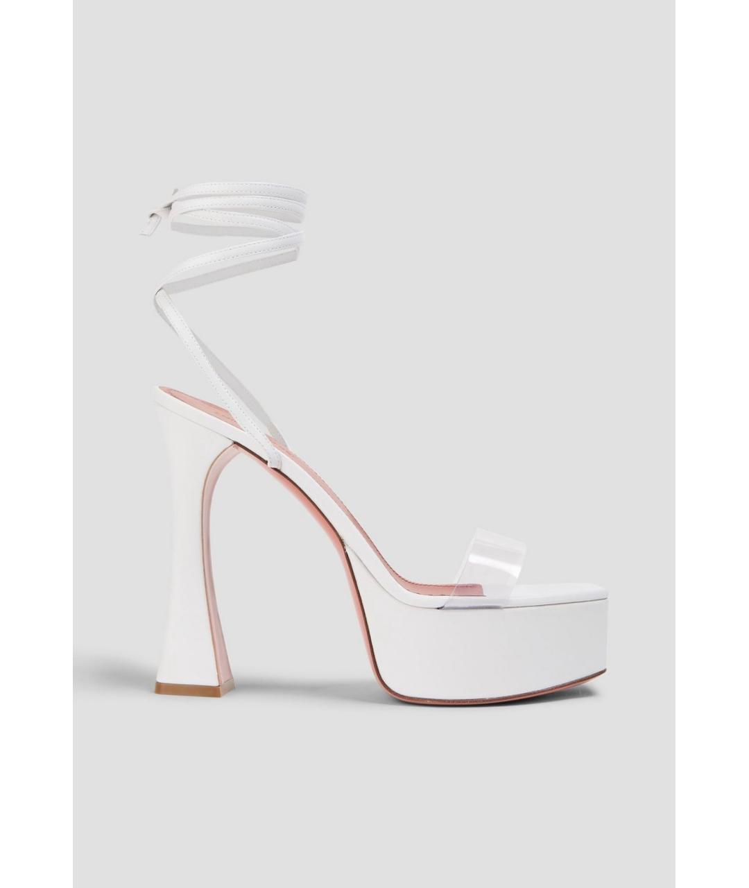 Amina Muaddi Белые кожаные босоножки, фото 5