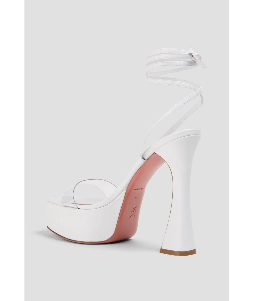 Amina Muaddi Белые кожаные босоножки, фото 3