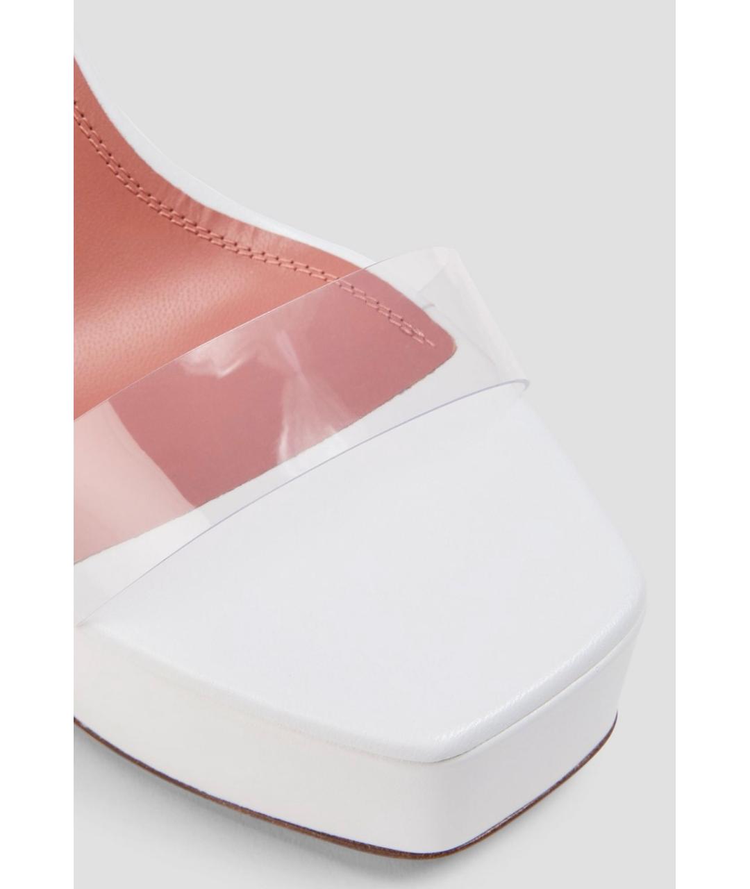 Amina Muaddi Белые кожаные босоножки, фото 4