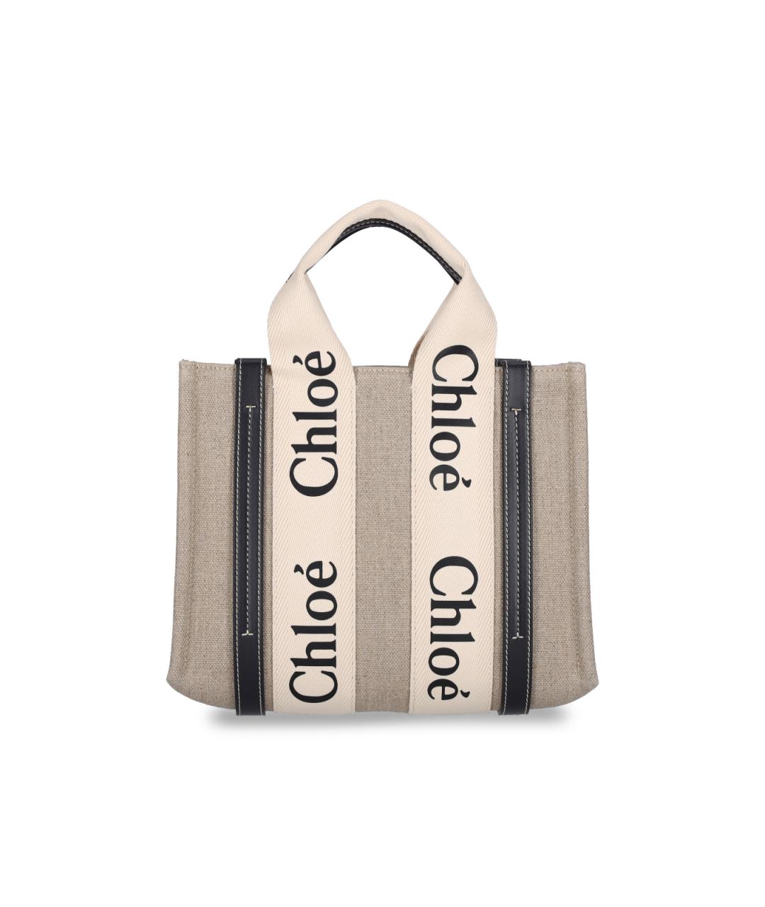 CHLOE Белая льняная сумка тоут, фото 1