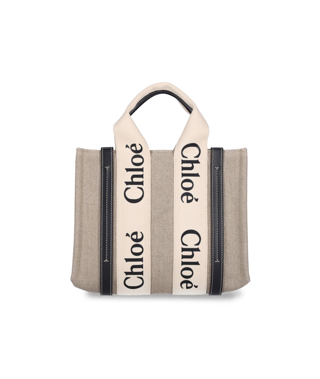CHLOE Белая льняная сумка тоут, фото 3
