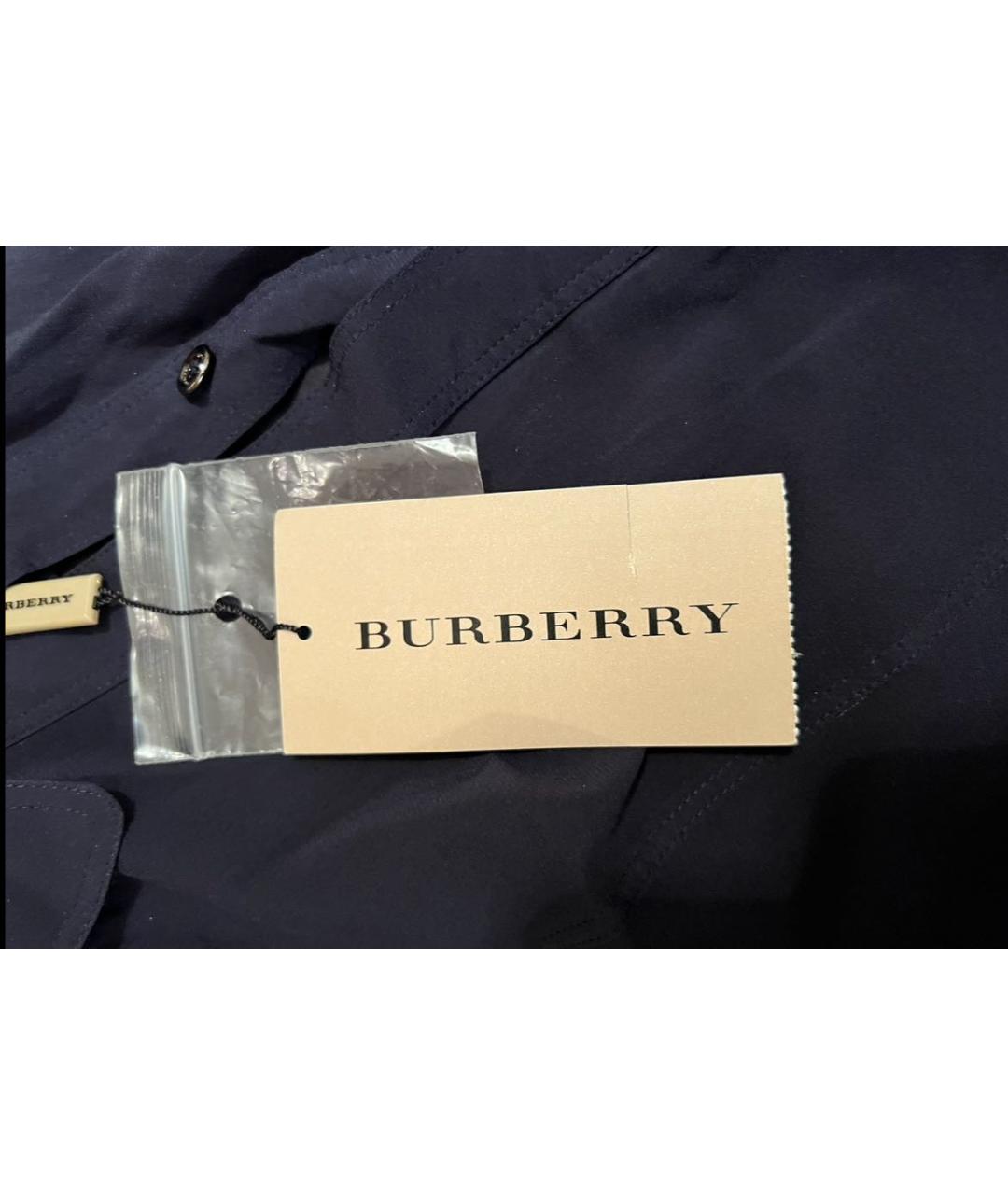 BURBERRY Темно-синяя шелковая рубашка, фото 3