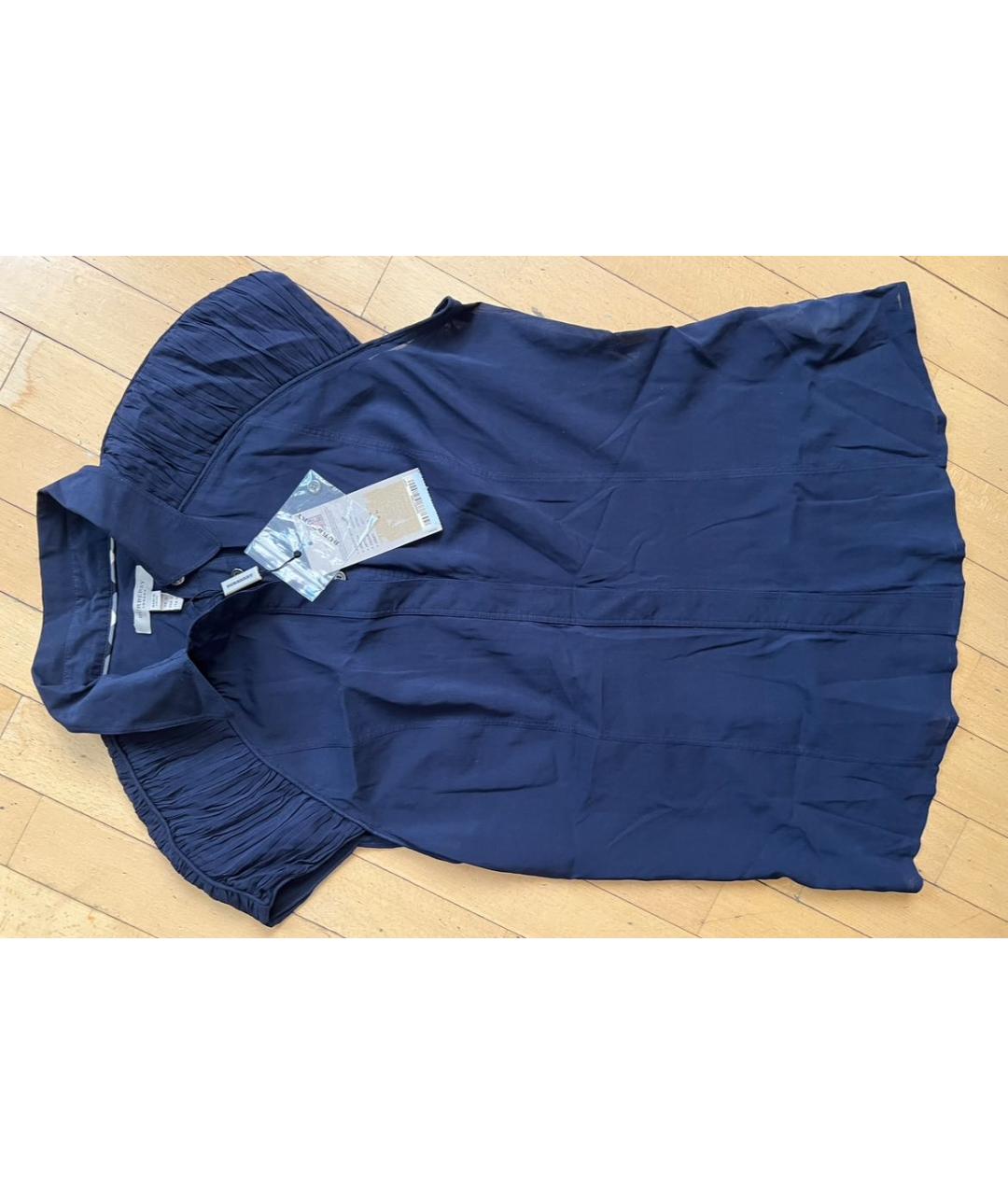 BURBERRY Темно-синяя шелковая рубашка, фото 6