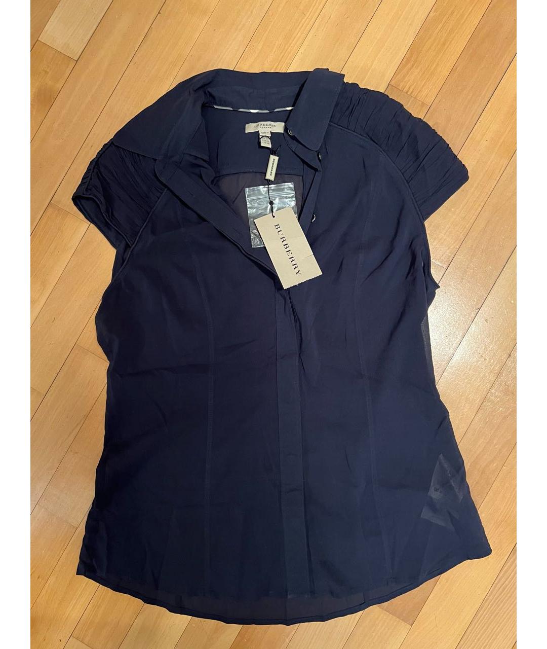 BURBERRY Темно-синяя шелковая рубашка, фото 7