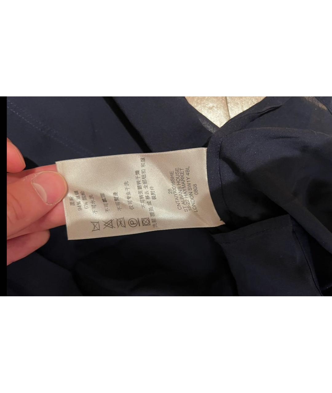 BURBERRY Темно-синяя шелковая рубашка, фото 4