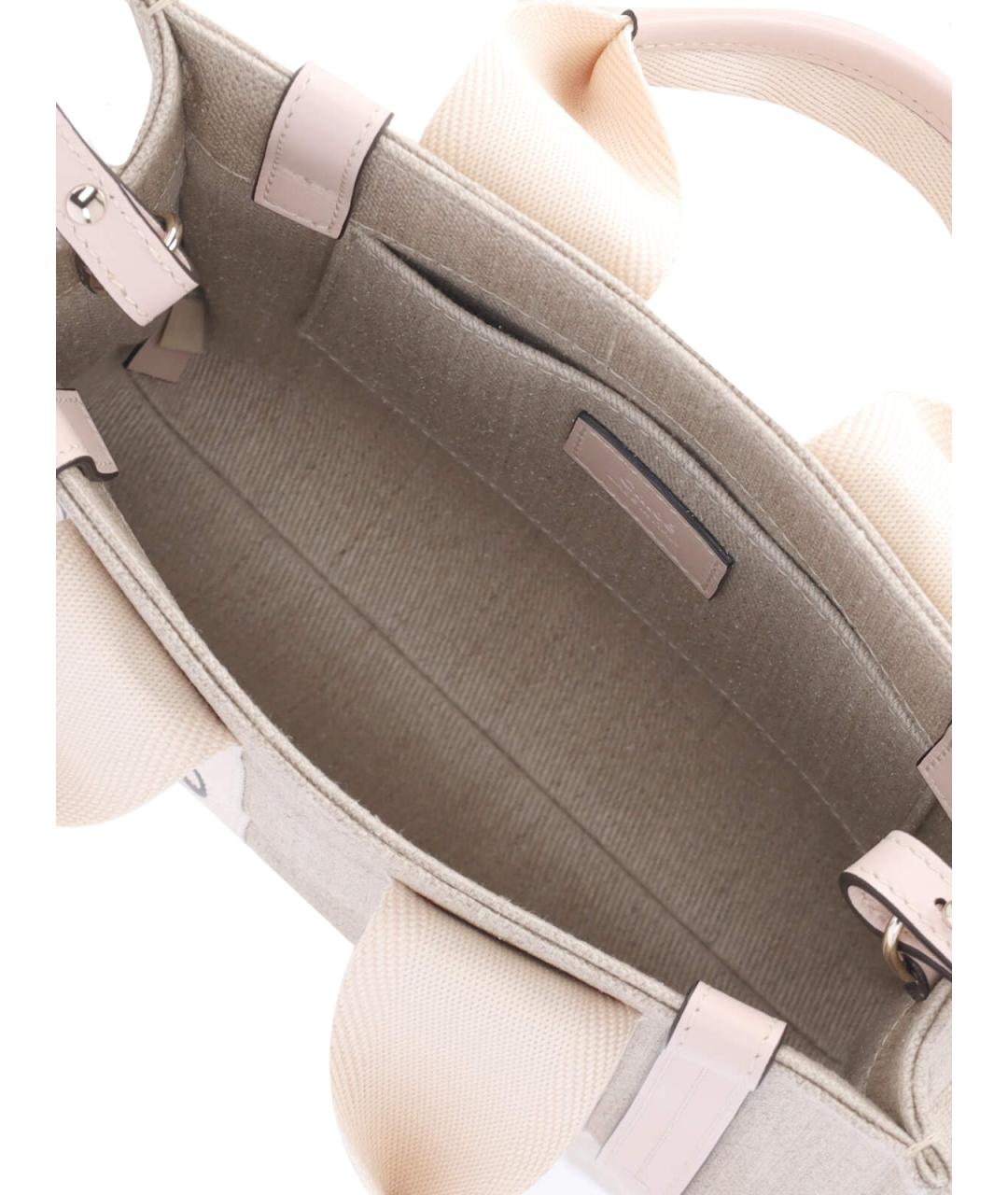 CHLOE Бежевая льняная сумка тоут, фото 4