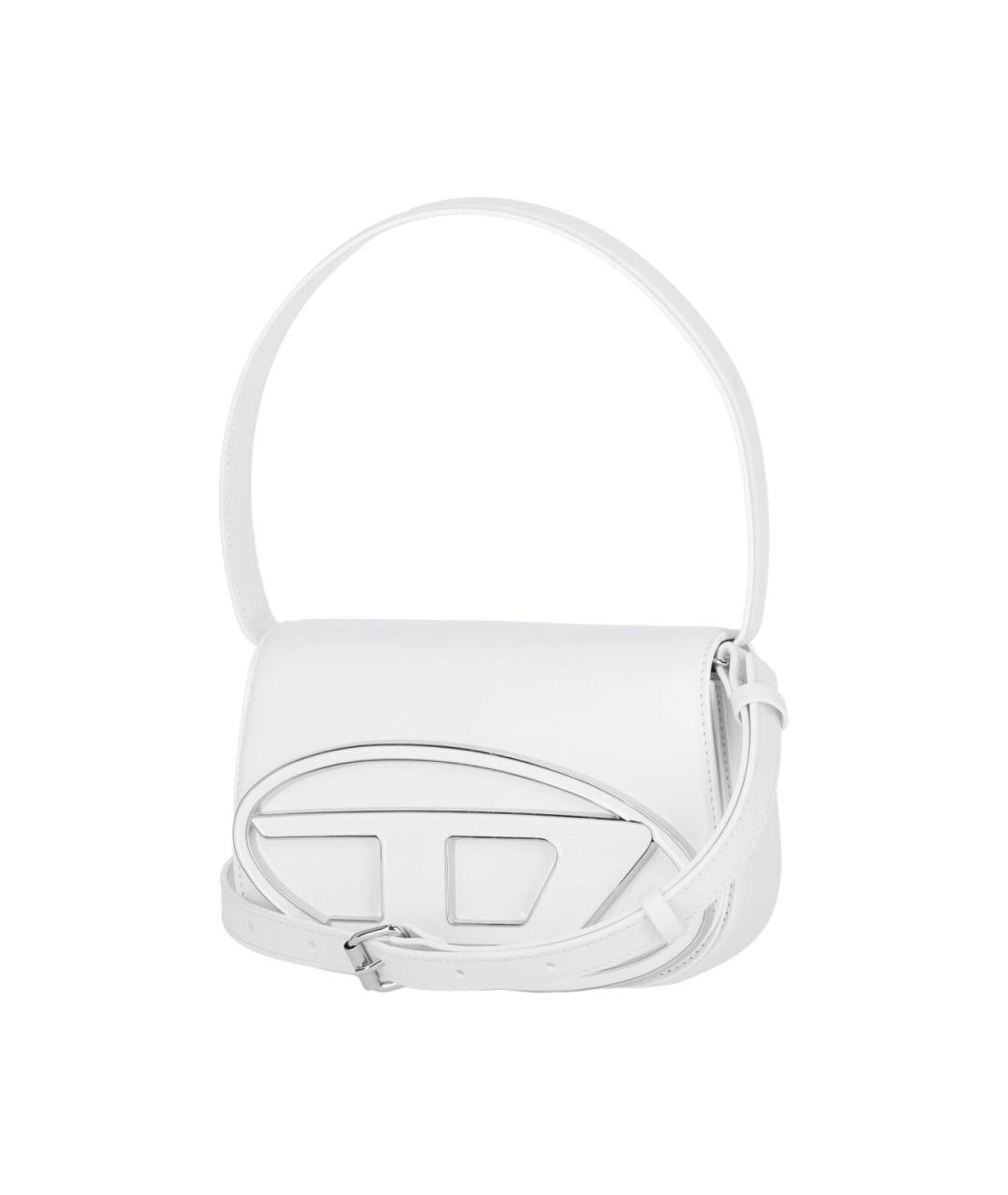 DIESEL Белая кожаная сумка с короткими ручками, фото 2
